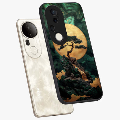 Zen Moon Rise Glass Case displayed in angled mockup highlighting peaceful lunar design with zen aesthetic style.