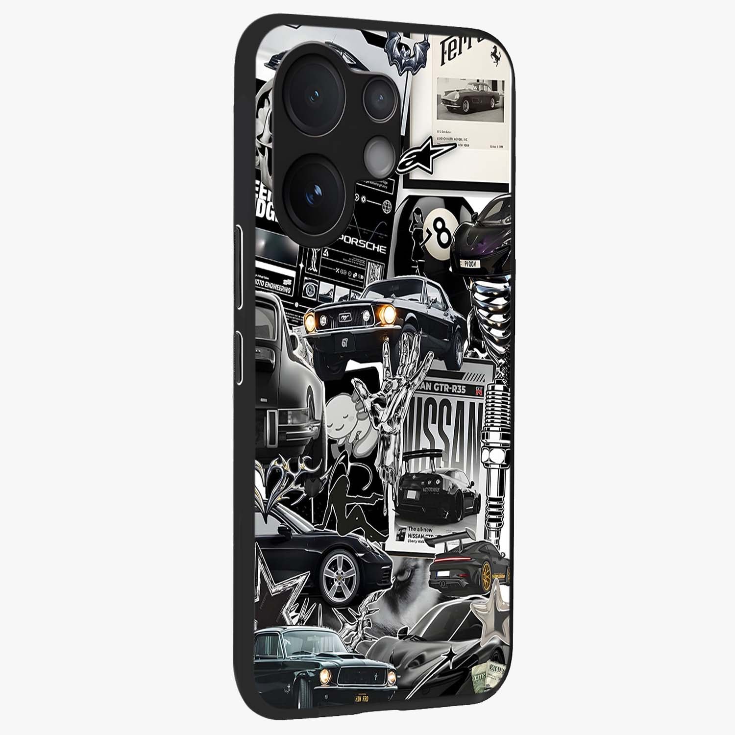 Aesthetic Dark Love Glass Case upright view showcasing dramatic romantic artwork with modern aesthetic style.