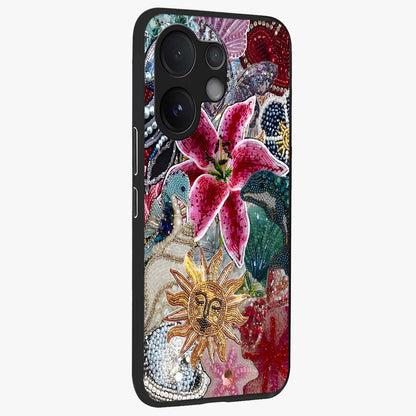 Beaded Garden Fantasy Glass Case upright view showcasing whimsical garden aesthetic with artistic bead details.