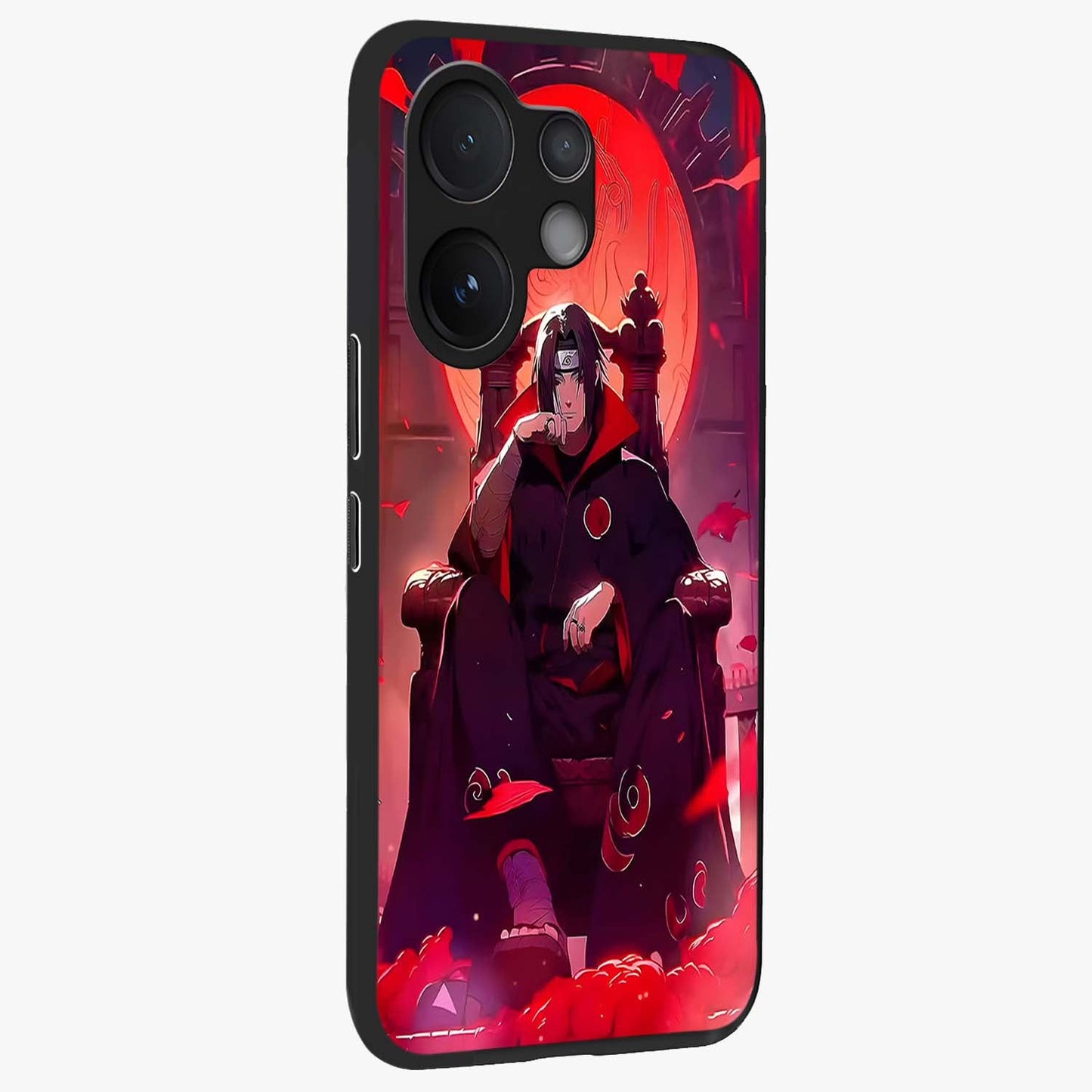 Blood Moon Sovereign Glass Case upright view showcasing powerful moon inspired artwork with cosmic aesthetic style.