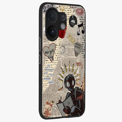 City Dream Sketch Glass Case upright view showcasing urban skyline artwork with stylish hand drawn design.
