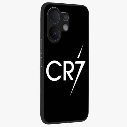 Cr7 Elite Strike Glass Case upright view showcasing energetic football inspired design with modern sports aesthetic.