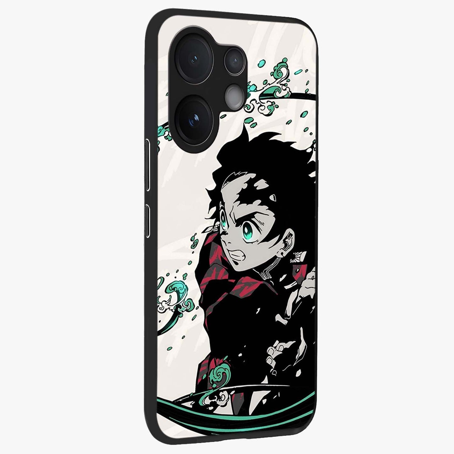 Demon Slayer Glass Case upright view showcasing powerful anime artwork with intense warrior theme.