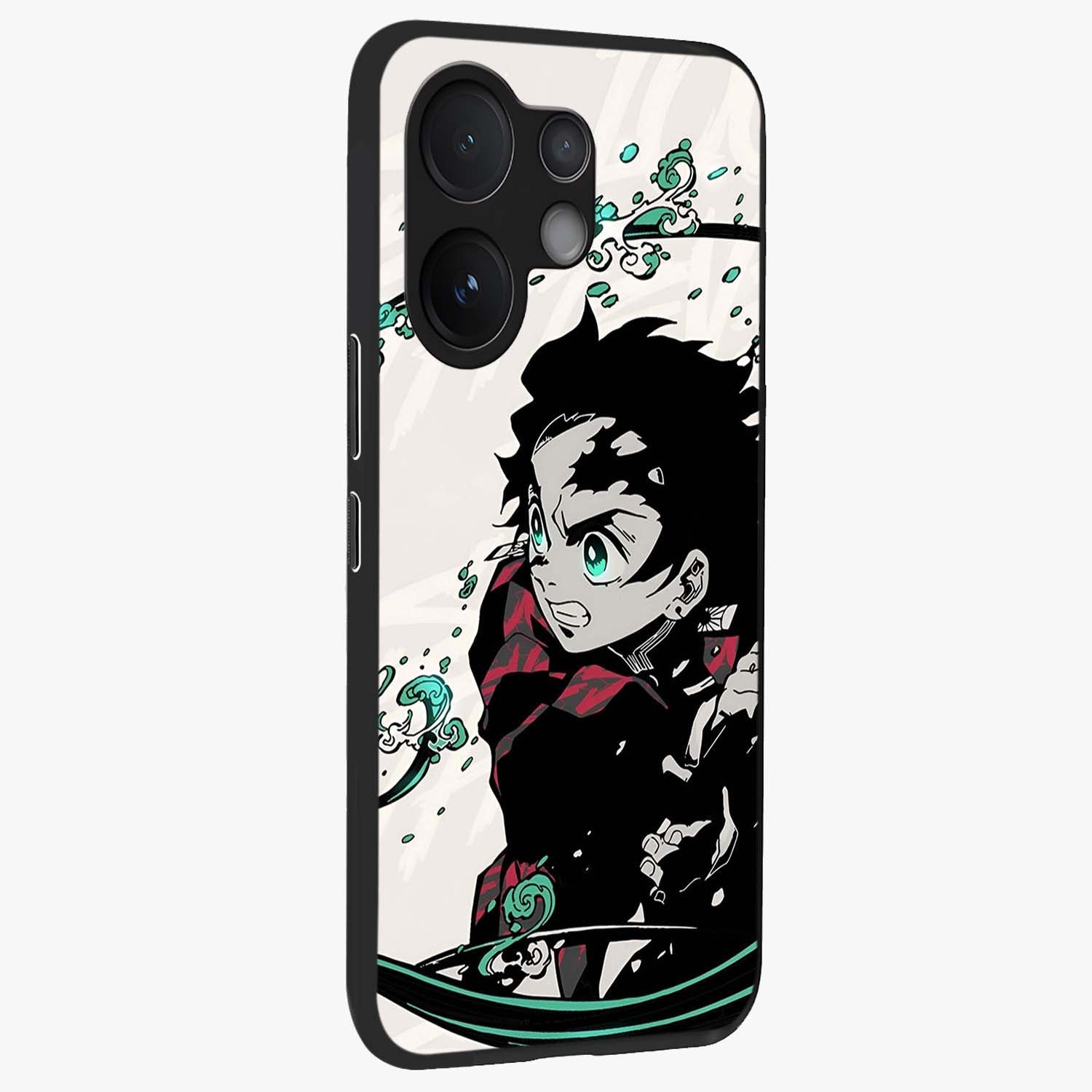 Demon Slayer Glass Case upright view showcasing powerful anime artwork with intense warrior theme.