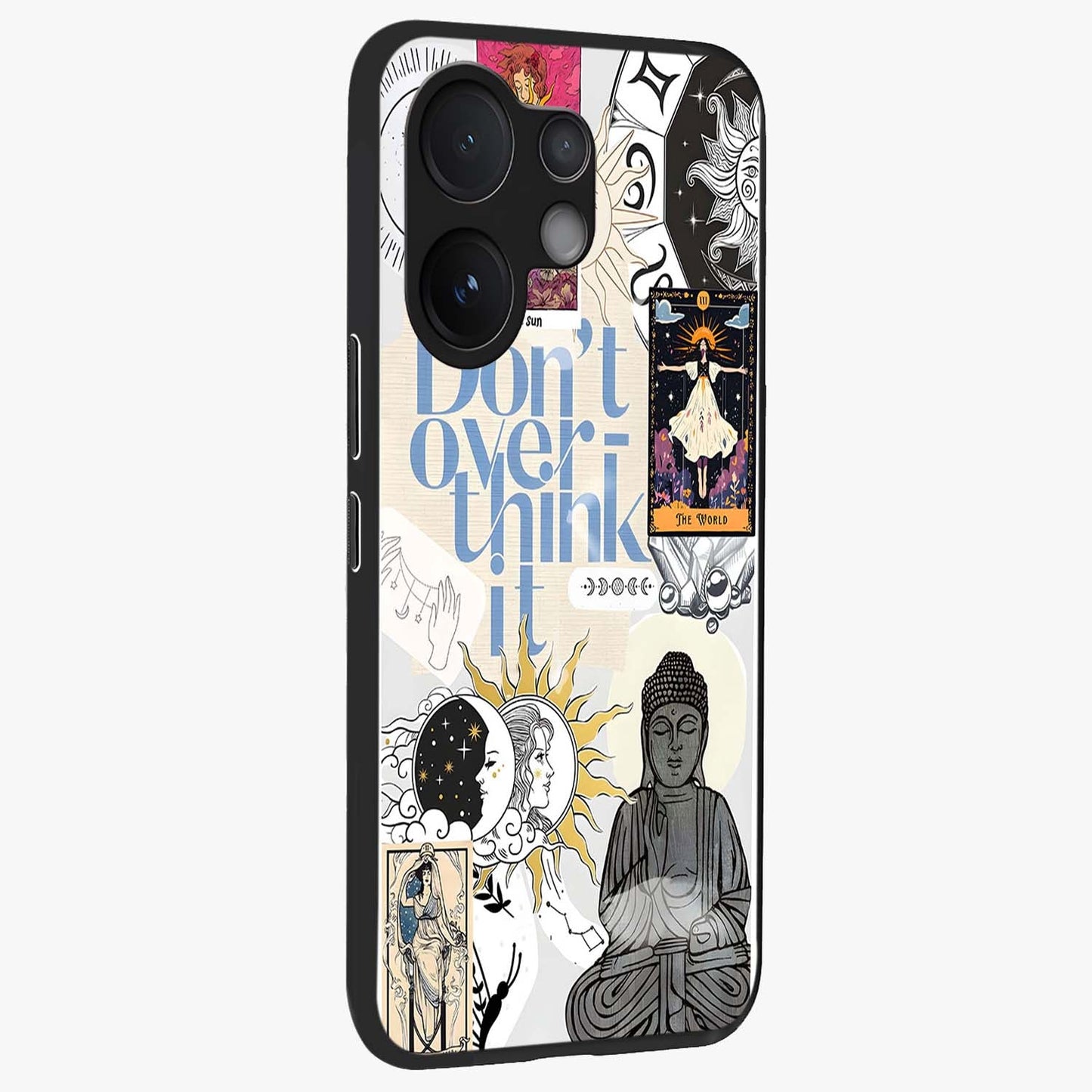 Ethereal Thoughts Glass Case upright view showcasing delicate artistic composition with peaceful dreamy theme.