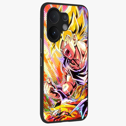 Firing Goku Glass Case upright view showcasing energetic anime artwork with bold warrior theme.