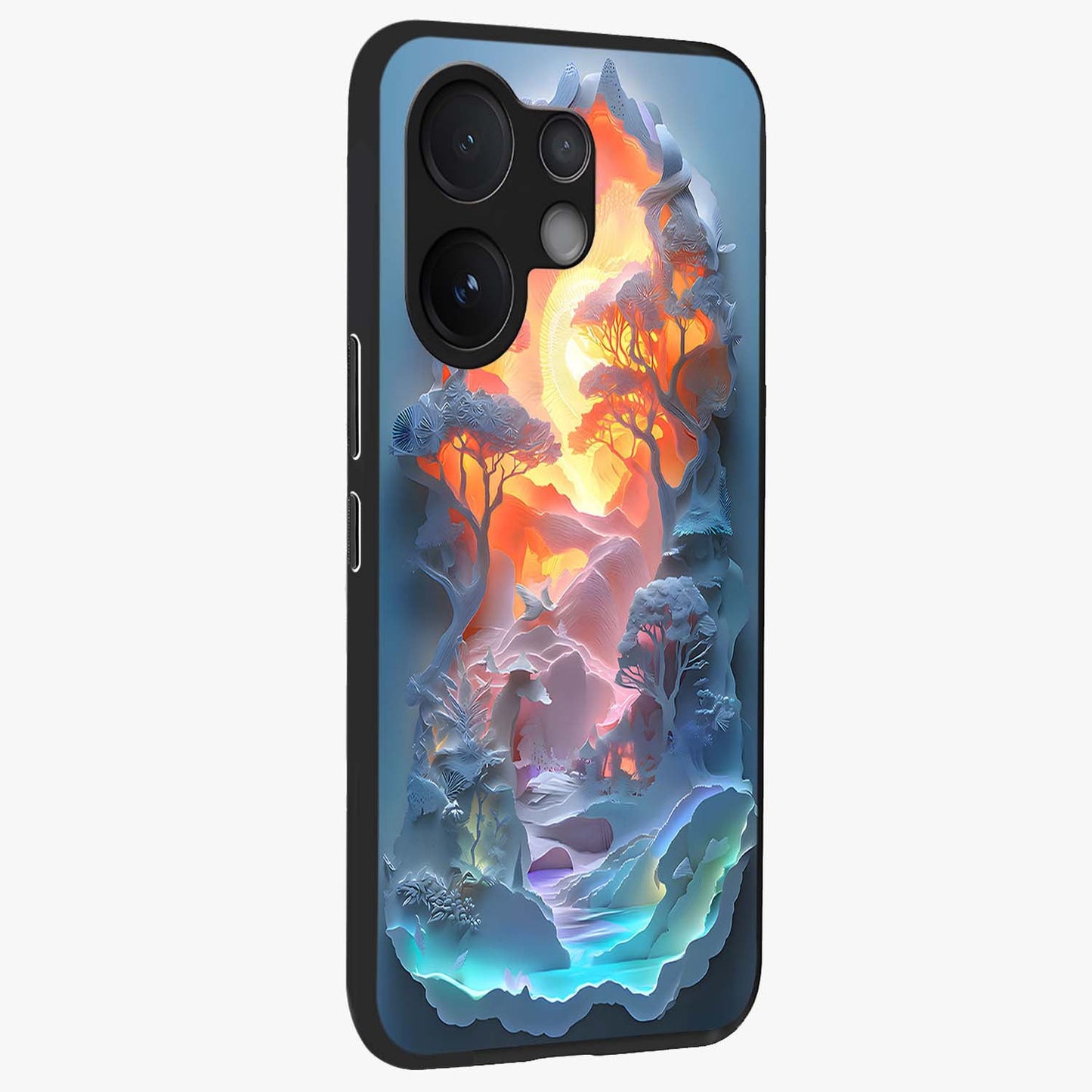 Glow Forest Portal Glass Case upright view showcasing enchanted forest portal artwork with fantasy nature theme.