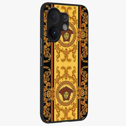 Golden Lotus Glow Glass Case upright view showcasing luminous lotus artwork with peaceful divine theme.