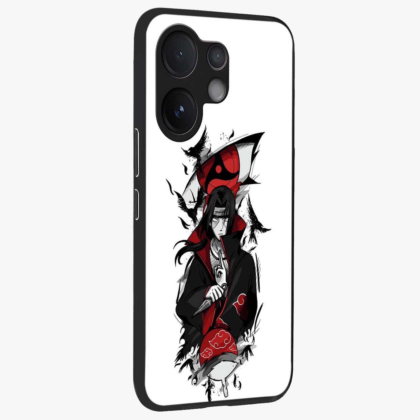 Itachi Limited Edition Naruto Anime Glass Case upright view showcasing intense anime artwork with powerful character theme.