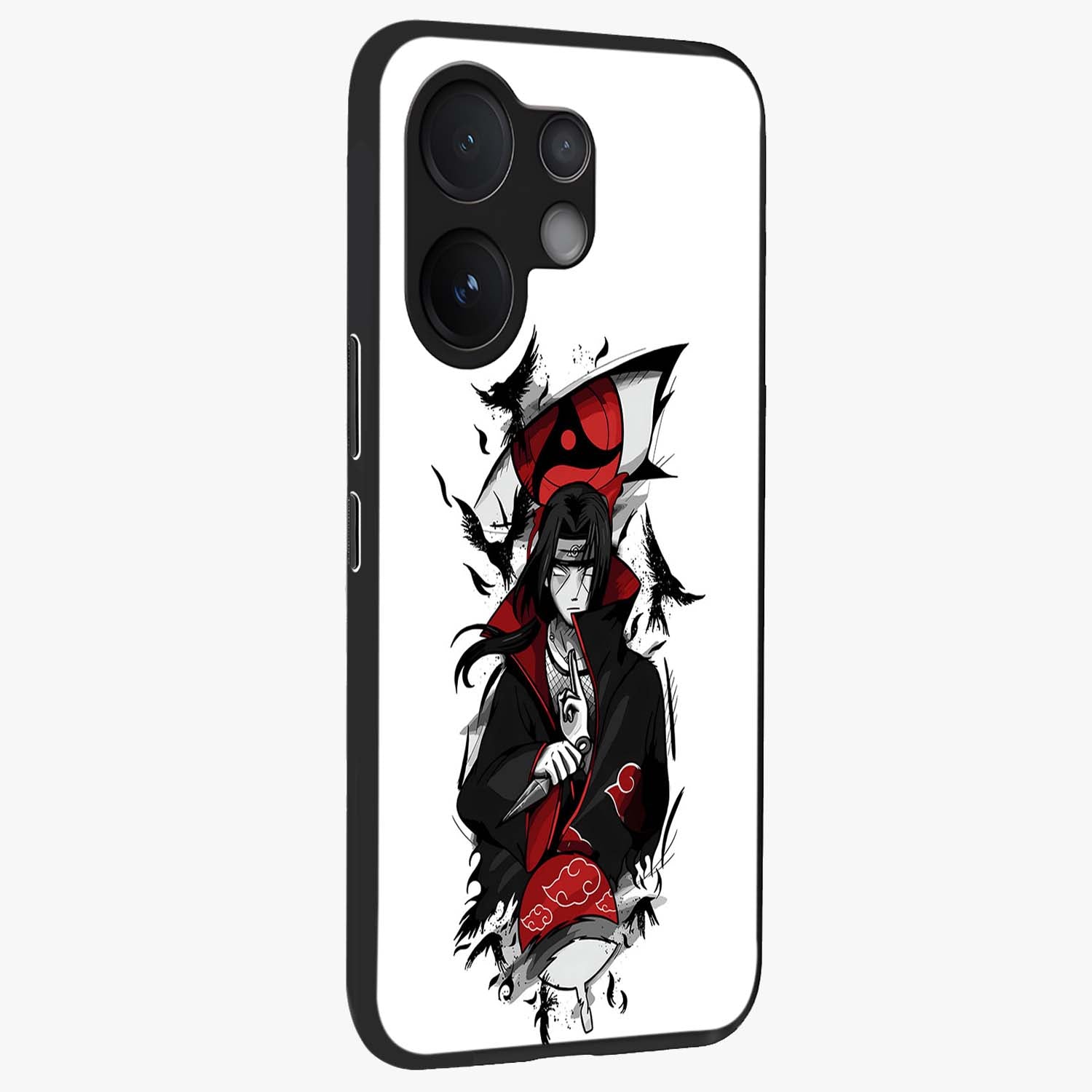 Itachi Limited Edition Naruto Anime Glass Case upright view showcasing intense anime artwork with powerful character theme.