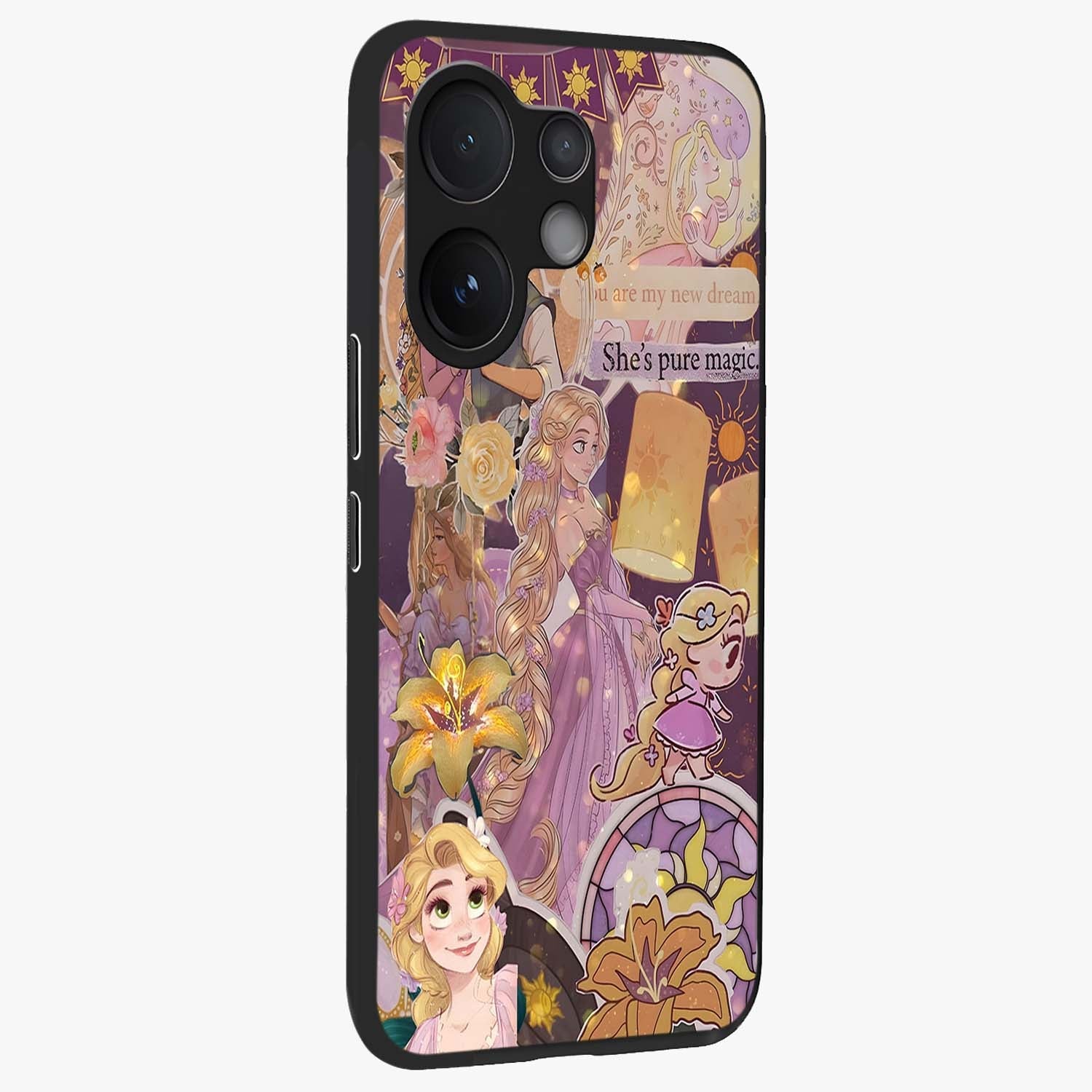 Magical Tangled Dream Glass Case upright view showcasing enchanting artistic artwork with dreamy fantasy theme.