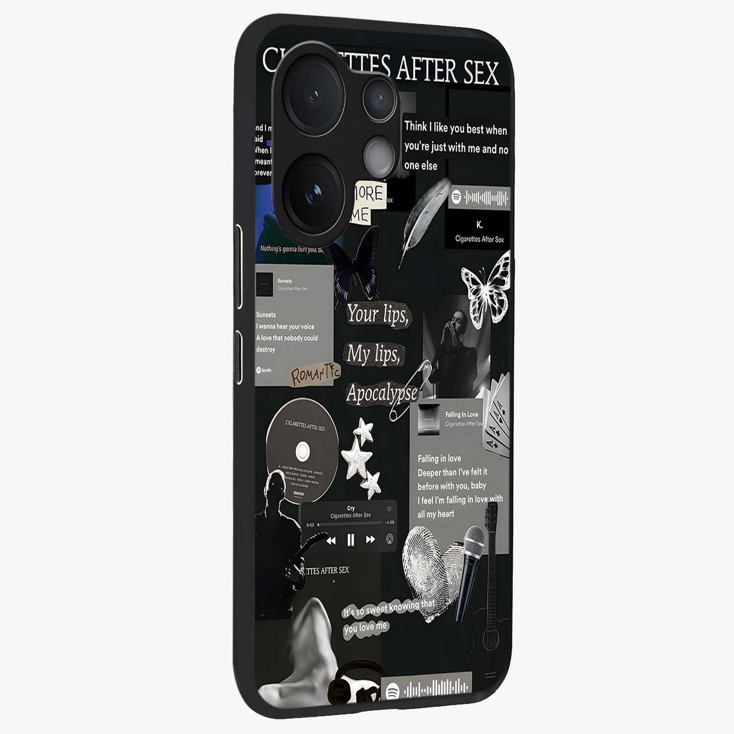 Midnight Love Echo Glass Case upright view showcasing expressive romantic artwork with dreamy midnight theme.
