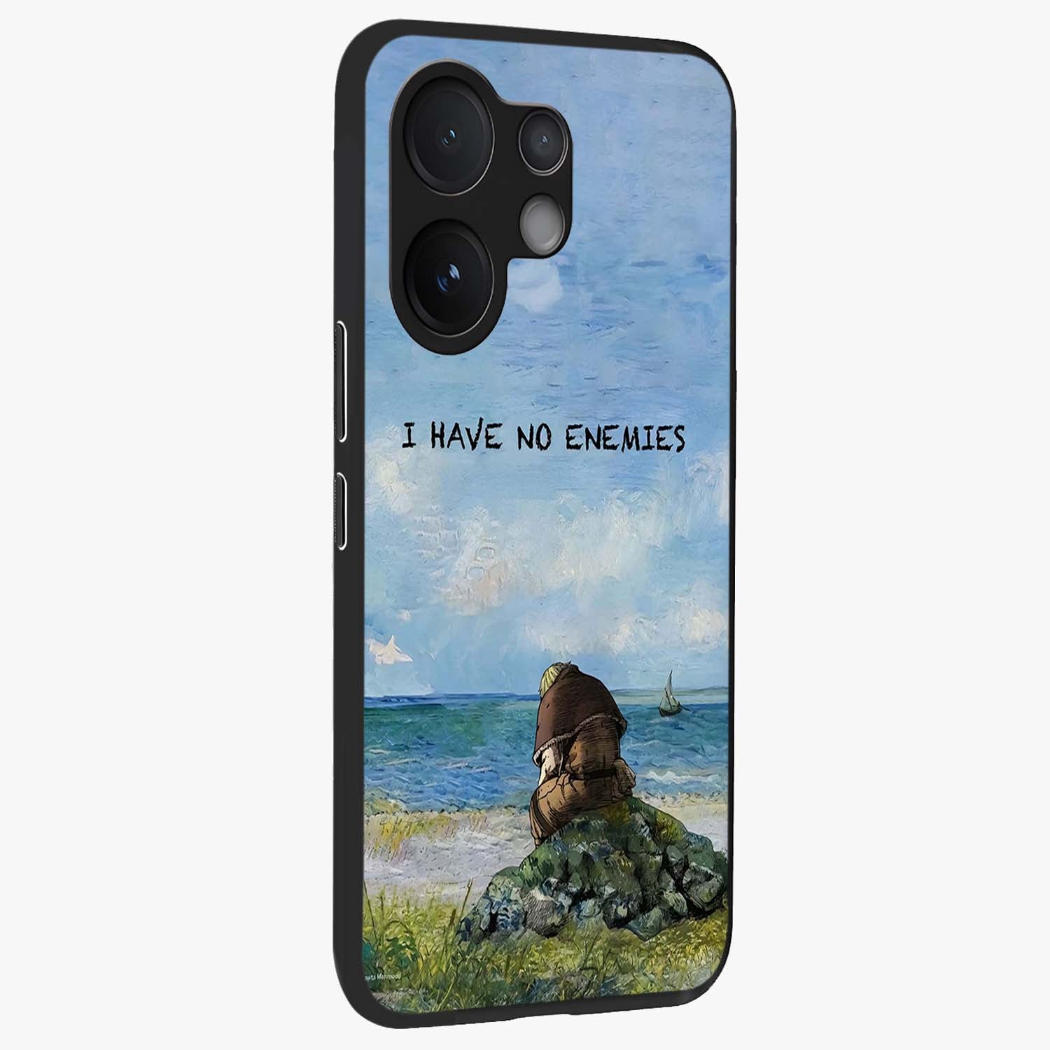 Peace Beyond War Glass Case upright view showcasing powerful peace symbol artwork with inspirational theme.