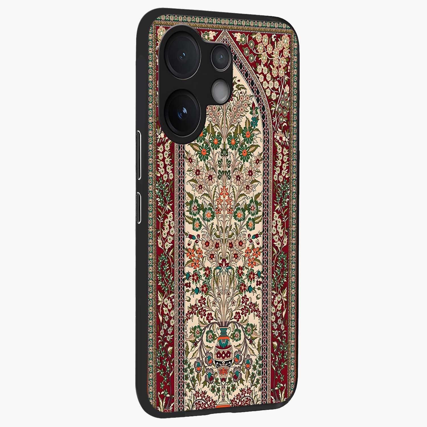 Persian Inspired Glass Case upright view showcasing decorative Persian artwork with rich heritage theme.