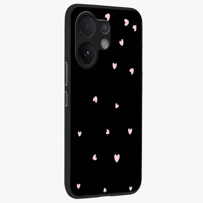 Pink Love Drops Glass Case upright view showcasing charming heart drop artwork with romantic playful theme.