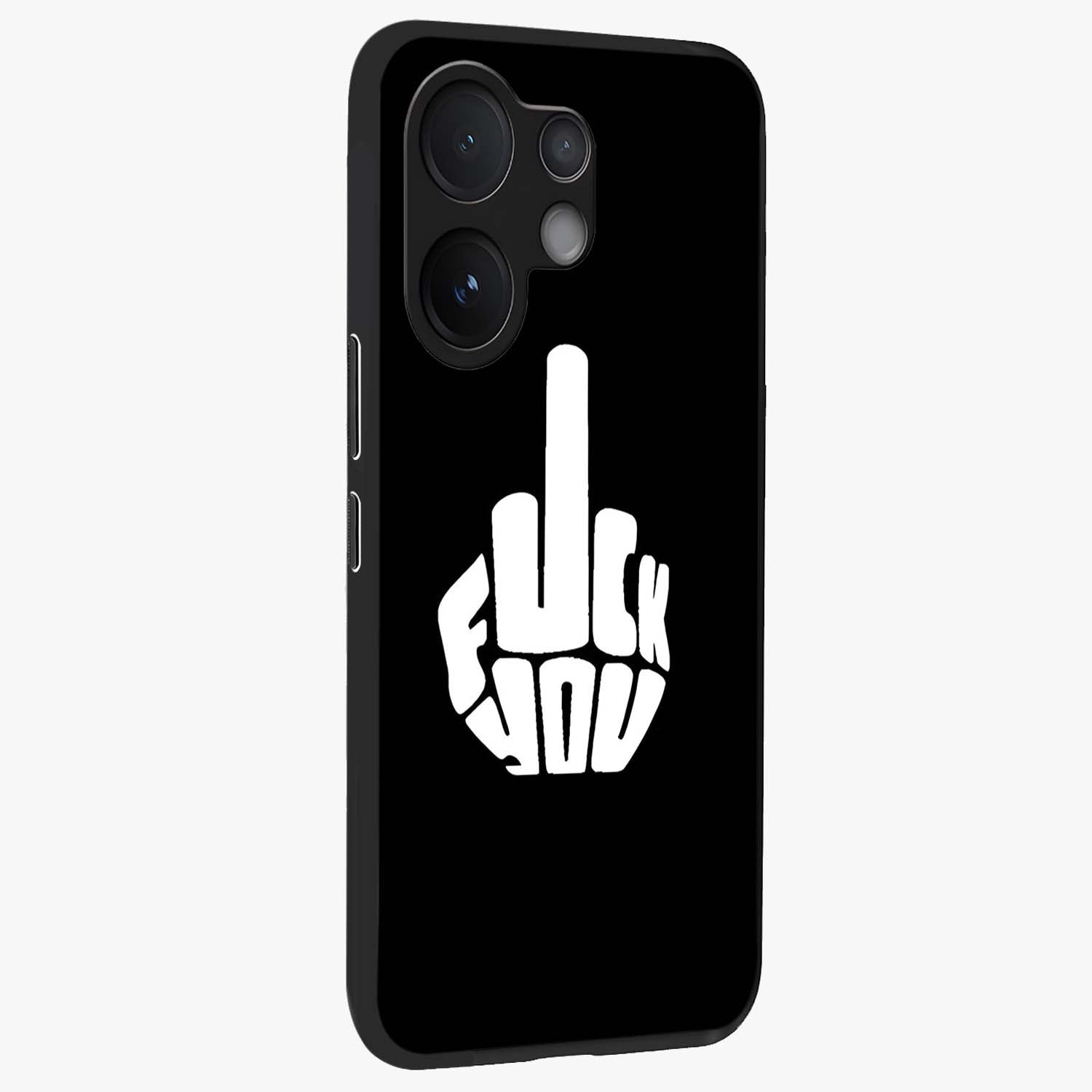 Rebel Mode On Glass Case upright view showcasing striking statement artwork with bold rebellious theme.