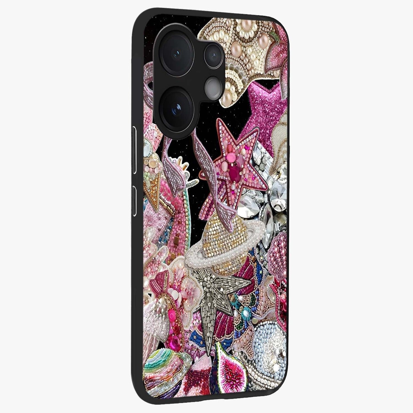 Starlit Jewel Dream Glass Case upright view showcasing radiant star inspired artwork with magical night theme.
