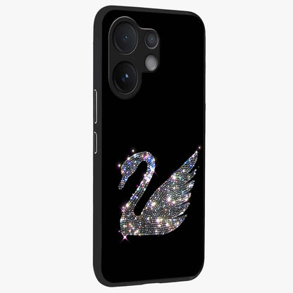 Starlit Swan Grace Glass Case upright view showcasing beautiful swan artwork with peaceful night themed design.
