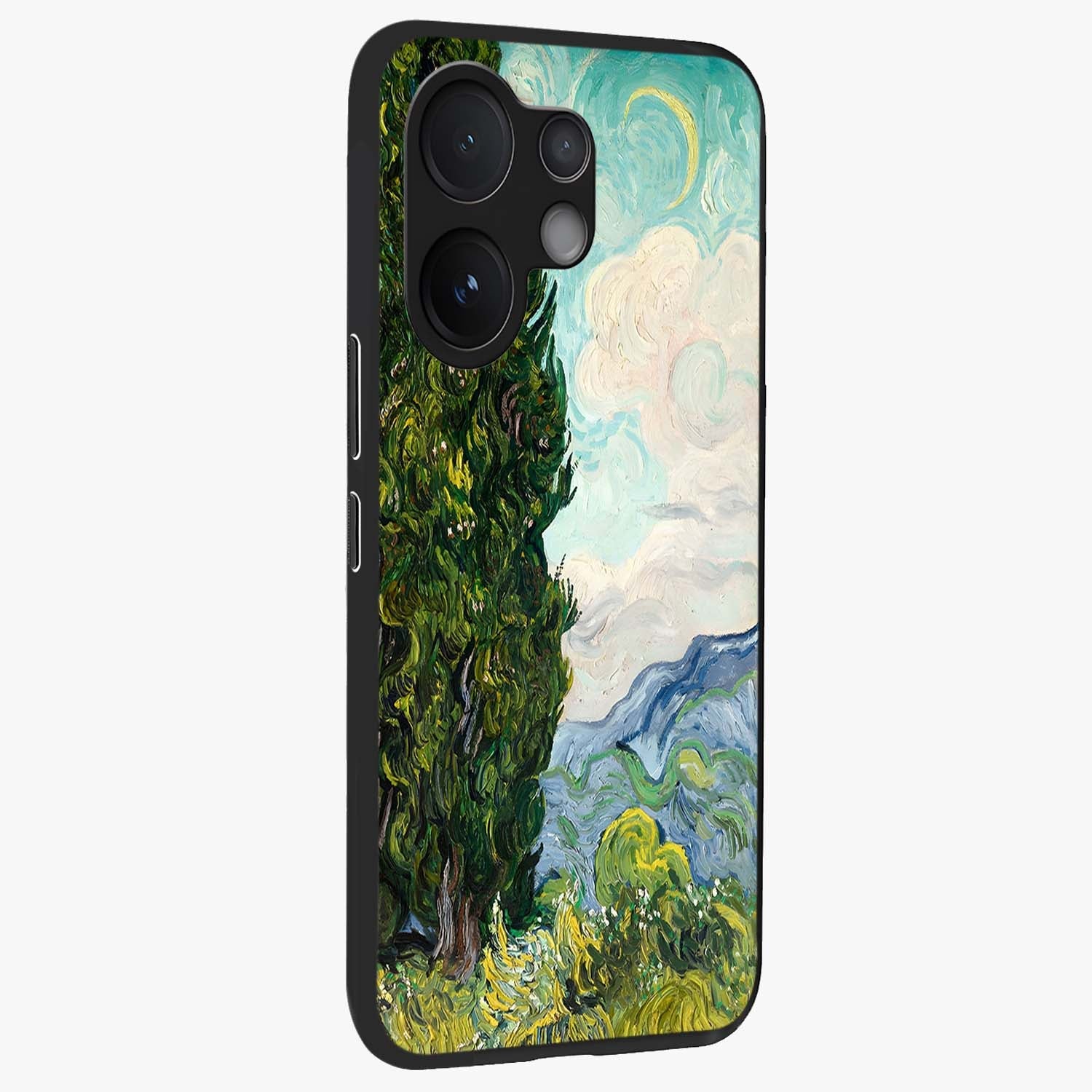 Van Gogh Vintage Art Glass Case upright view showcasing elegant vintage painting artwork with artistic heritage theme.