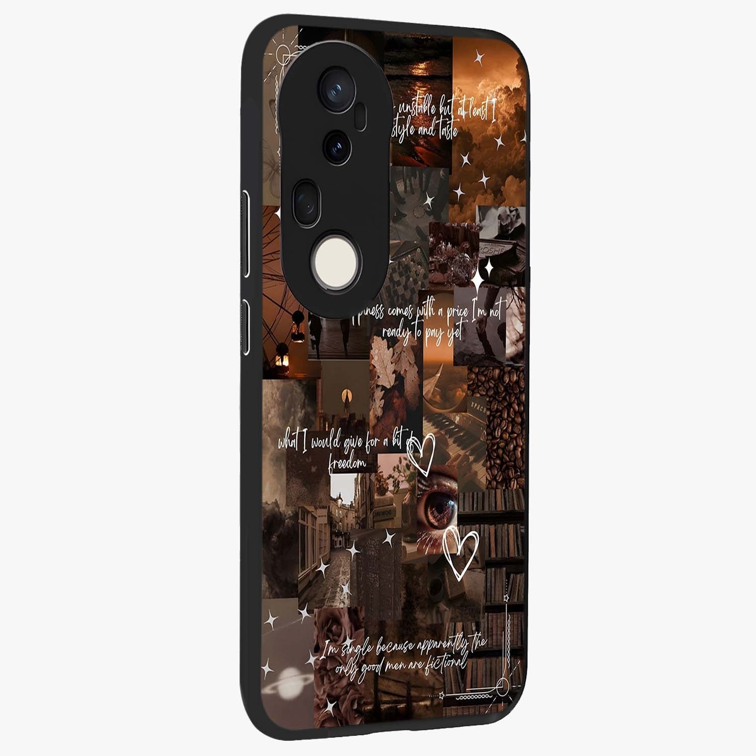 Bittersweet Aesthetic Chaos Glass Case upright view showcasing bold artistic chaos design with modern aesthetic style.
