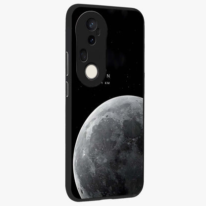 Cosmic Moon Glow Glass Case upright view showcasing luminous moon illustration with dreamy cosmic style.