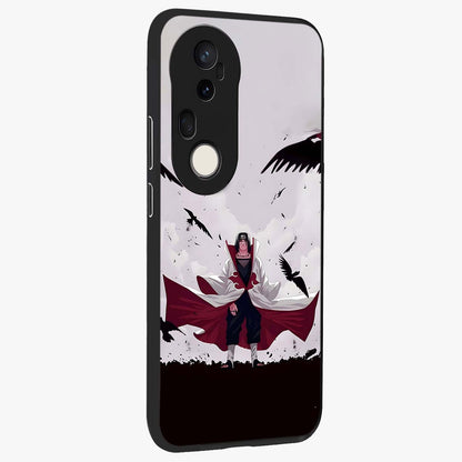 Crimson Crow Ascension Glass Case upright view showcasing dramatic crow artwork with bold gothic theme.