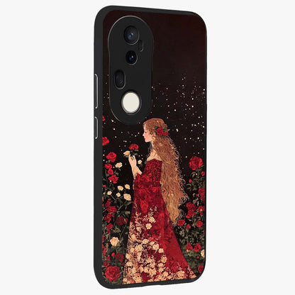 Crimson Dreams Glass Case upright view showcasing dreamy red toned artwork with modern aesthetic style.
