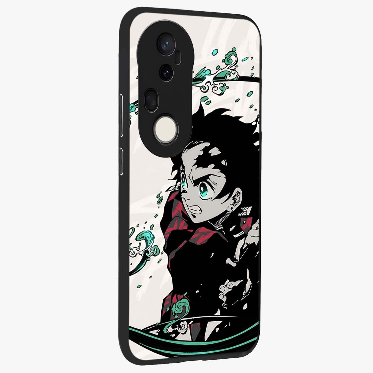 Demon Slayer Glass Case upright view showcasing powerful anime artwork with intense warrior theme.
