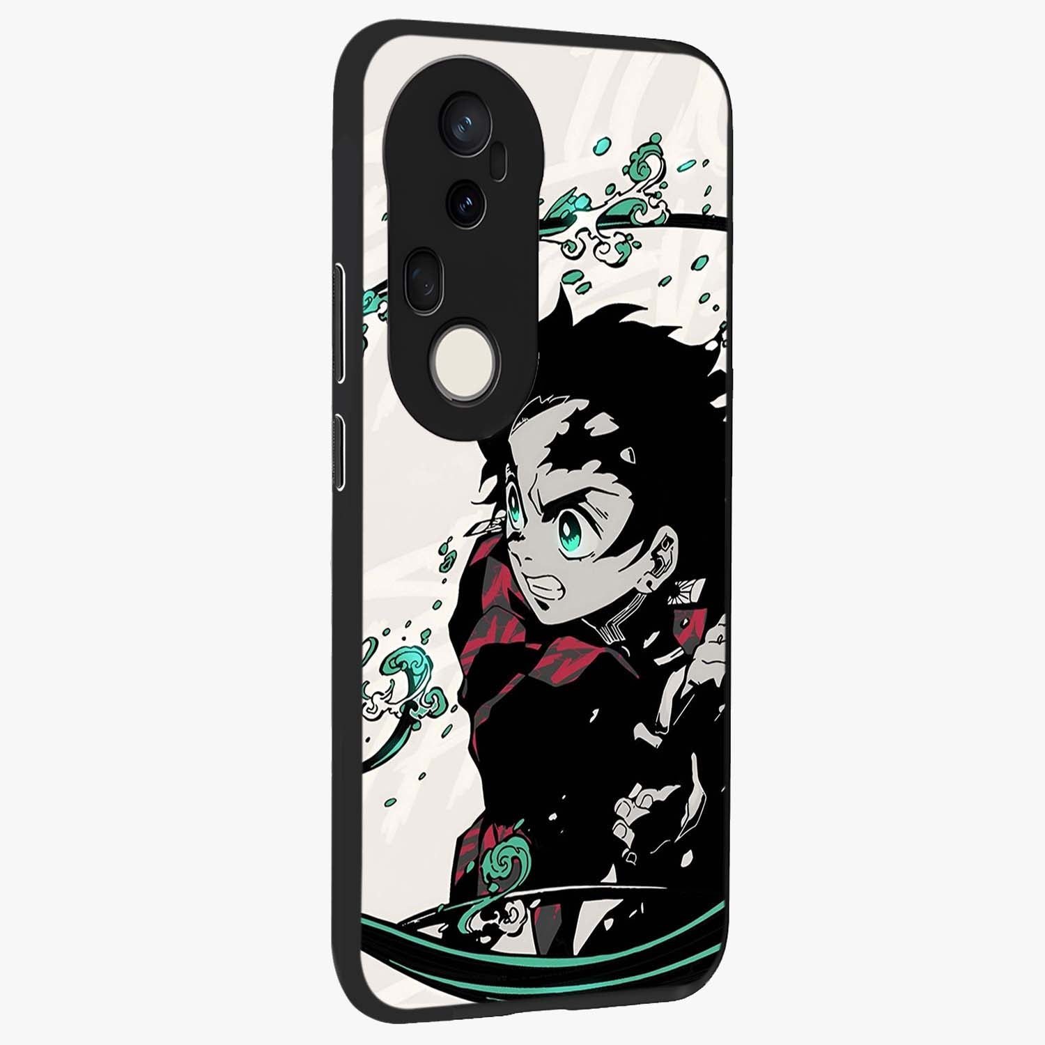 Demon Slayer Glass Case upright view showcasing powerful anime artwork with intense warrior theme.
