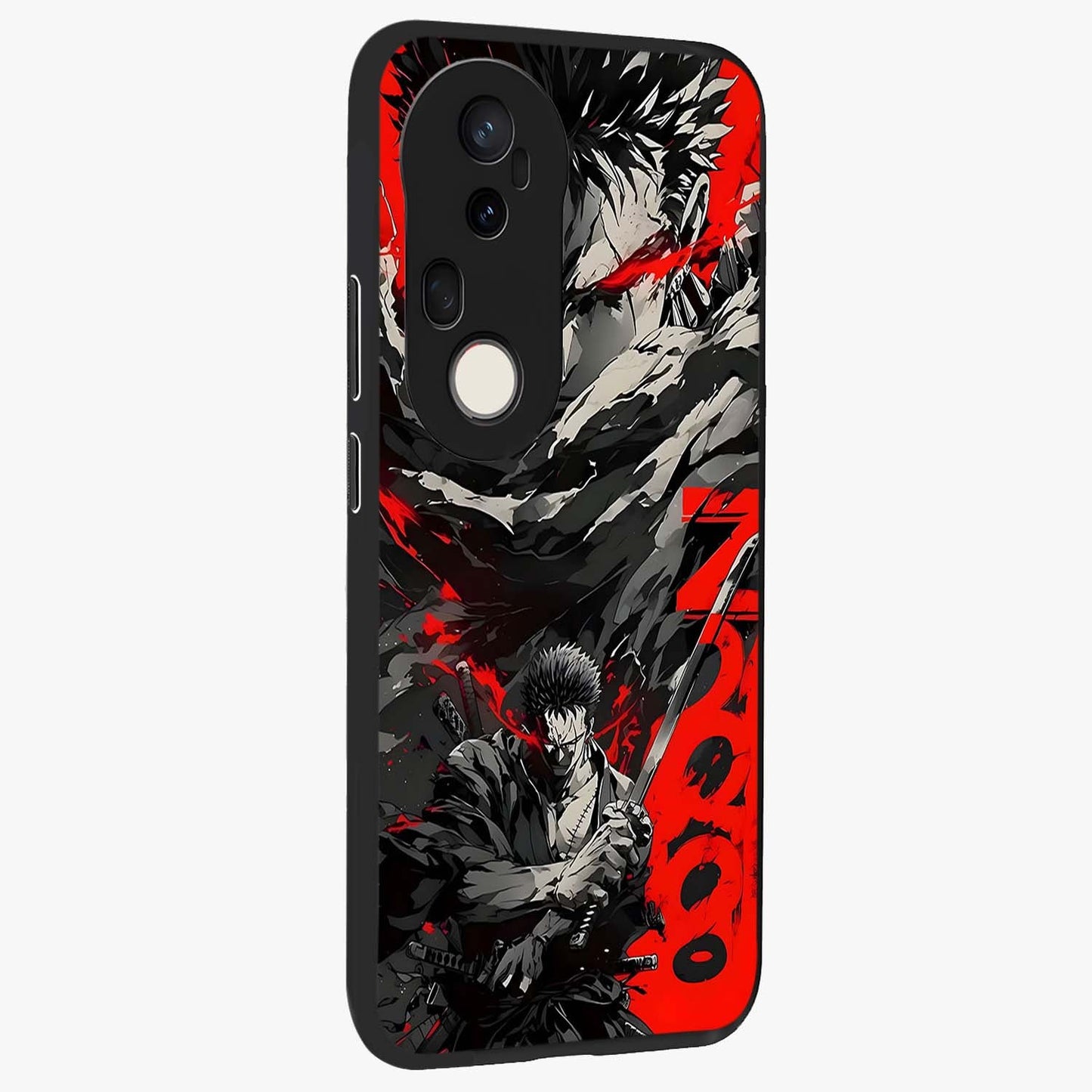 Demon Sword Resolve Glass Case upright view showcasing dramatic warrior artwork with intense battle theme.