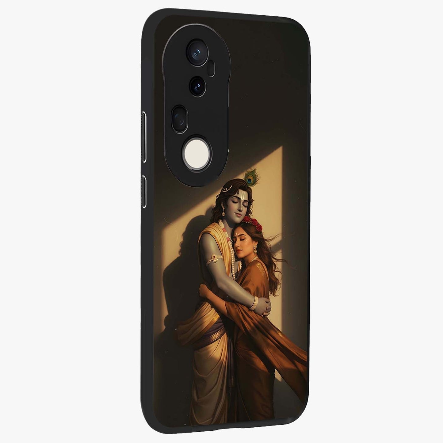 Divine Eternal Love Glass Case upright view showcasing graceful spiritual artwork with eternal love theme.