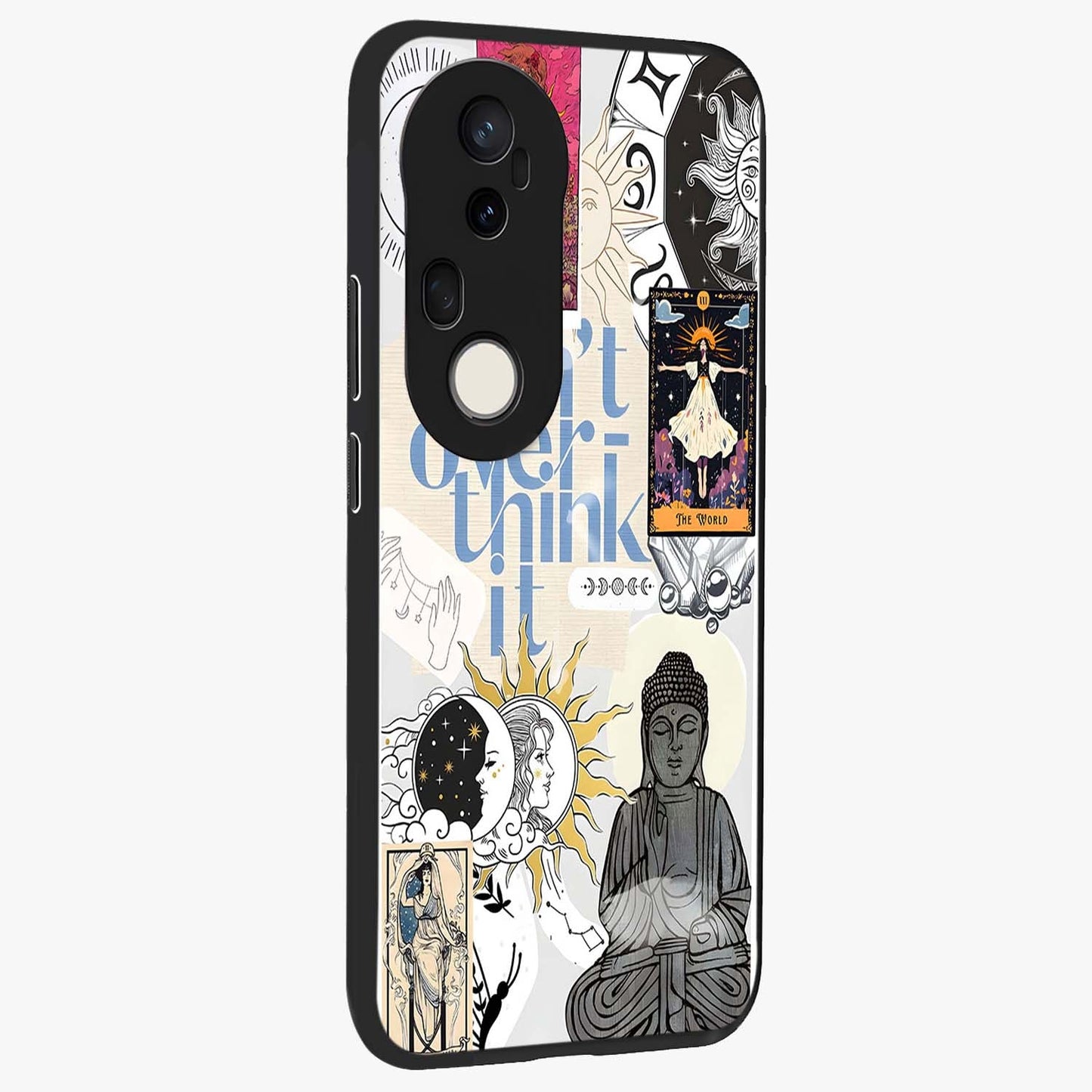 Ethereal Thoughts Glass Case upright view showcasing delicate artistic composition with peaceful dreamy theme.