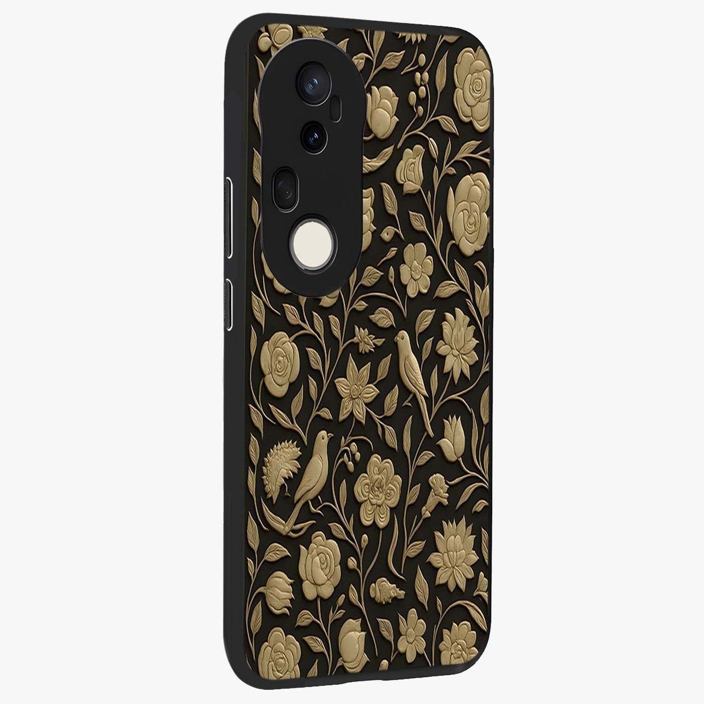 Golden Evil Eye Mandala Glass Case upright view showcasing decorative evil eye mandala artwork with spiritual aesthetic style.