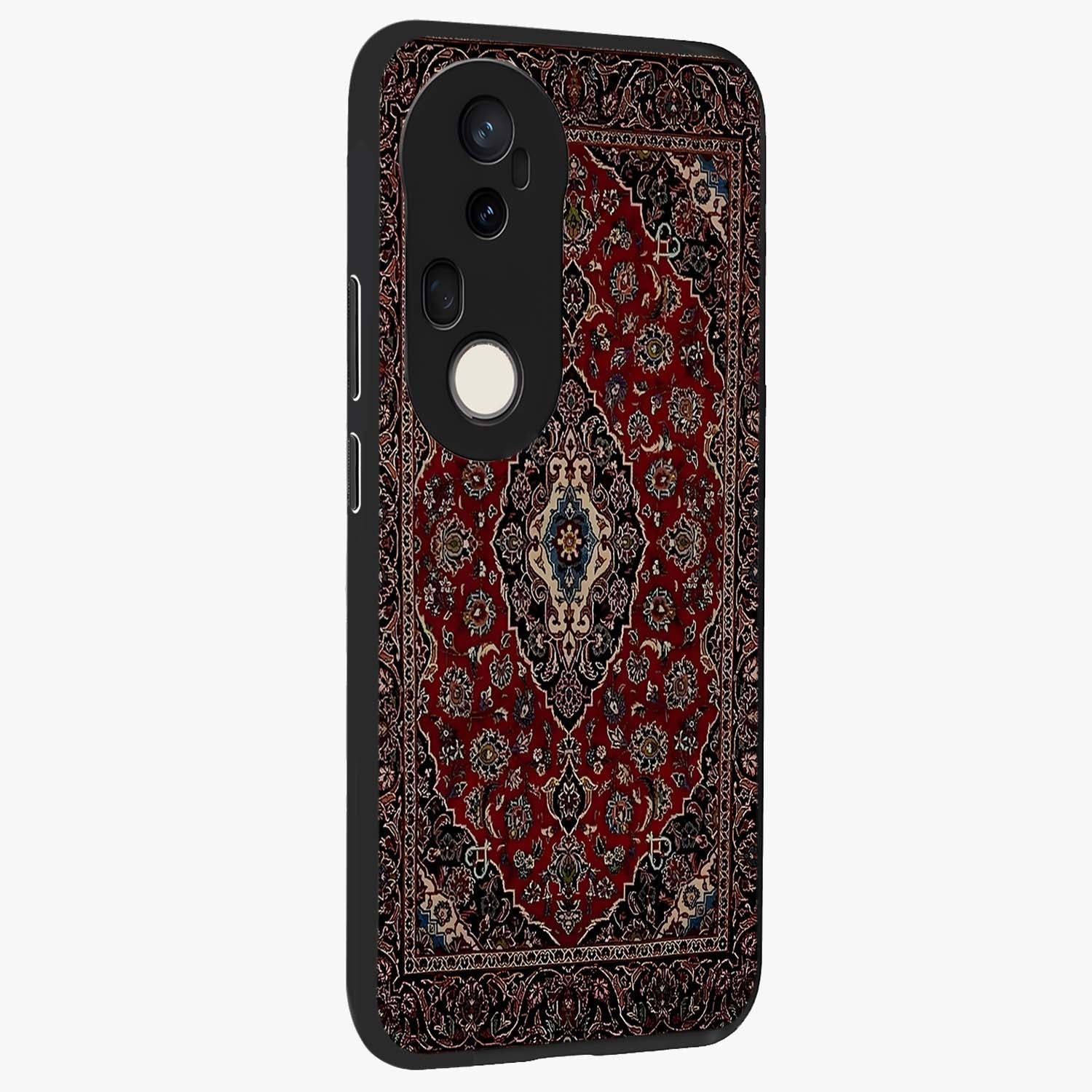 Heritage Carpet Royale Glass Case upright view showcasing detailed ornamental artwork with luxurious traditional theme.