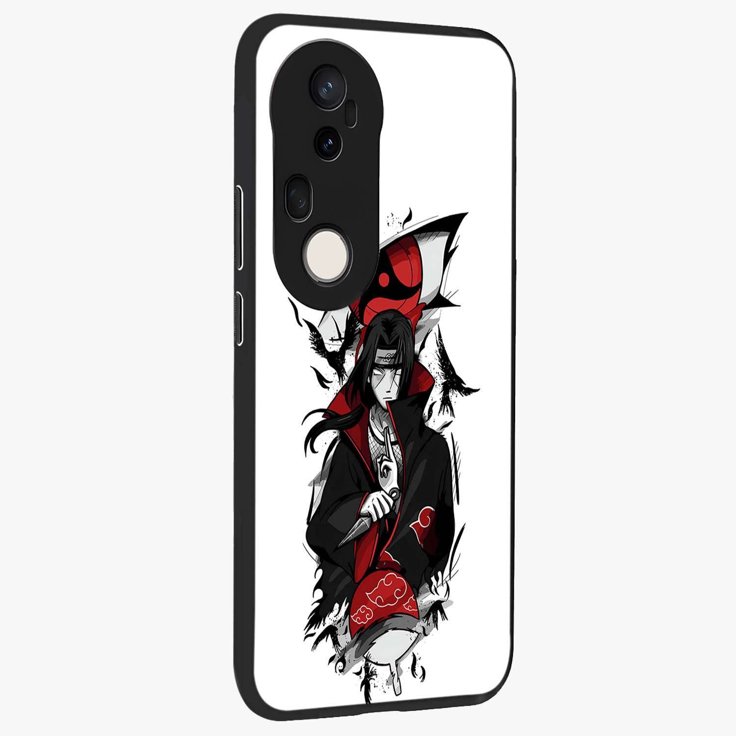 Itachi Limited Edition Naruto Anime Glass Case upright view showcasing intense anime artwork with powerful character theme.