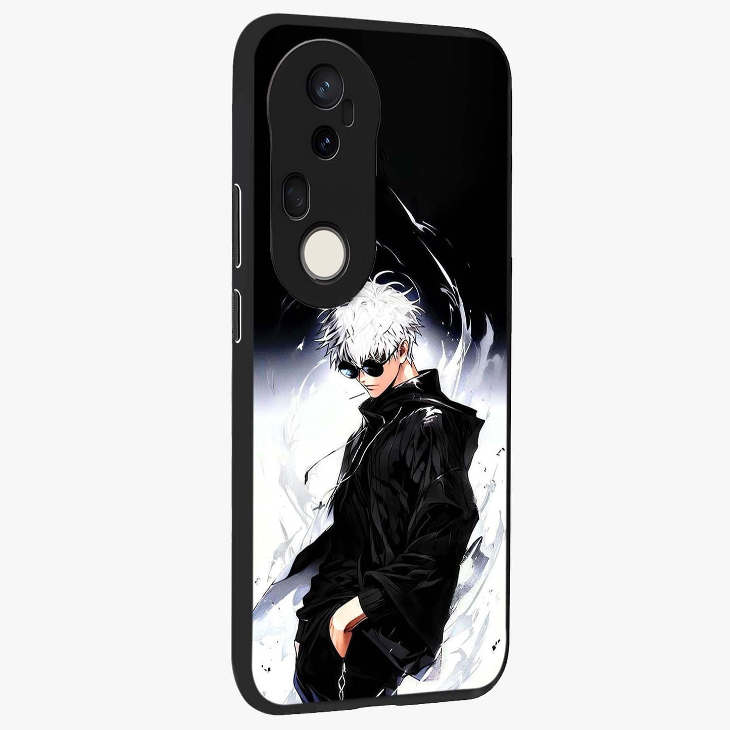 Limitless Shadow King Glass Case upright view showcasing bold shadow warrior artwork with epic fantasy theme.