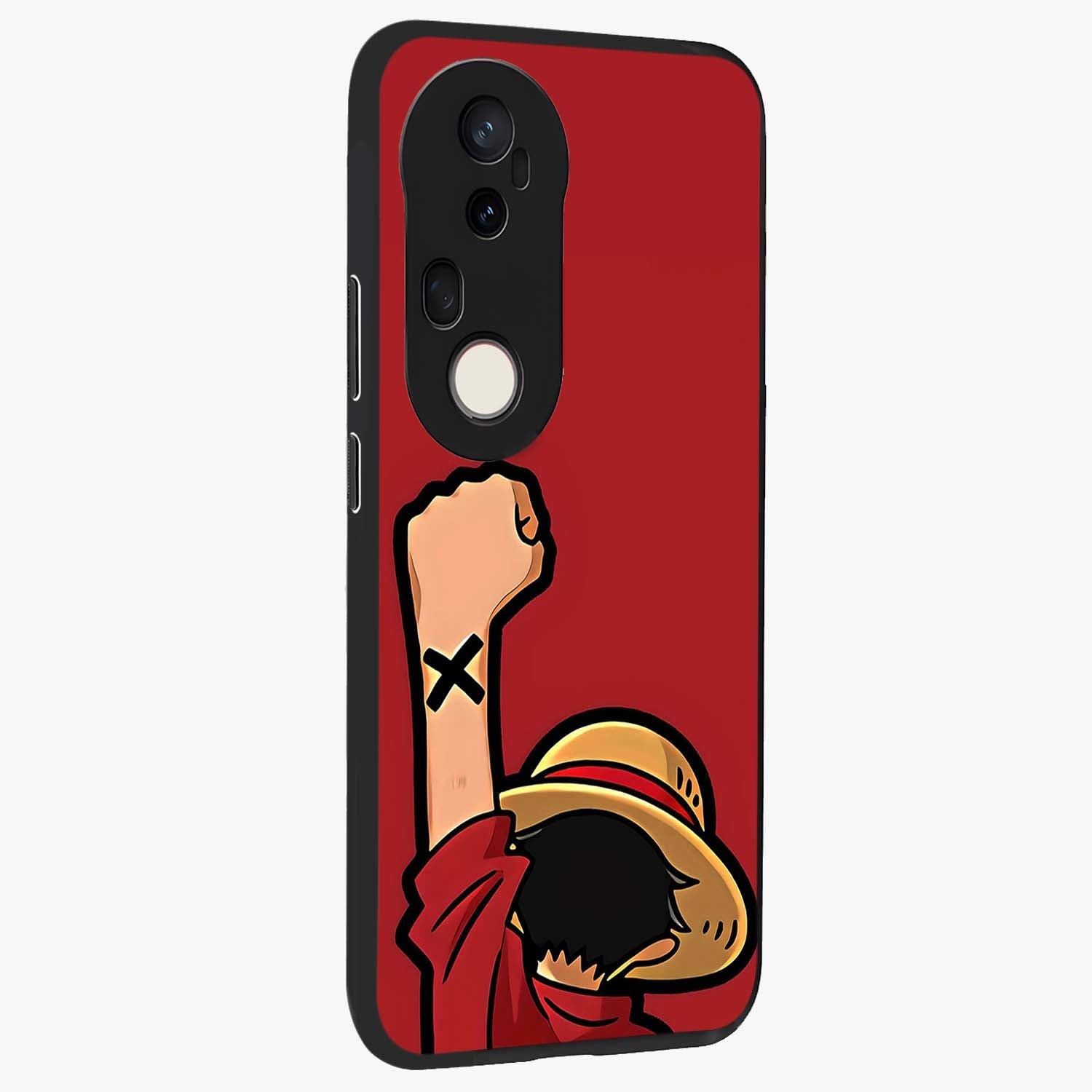 Luffy X Spirit Glass Case upright view showcasing striking anime artwork with adventurous character theme.