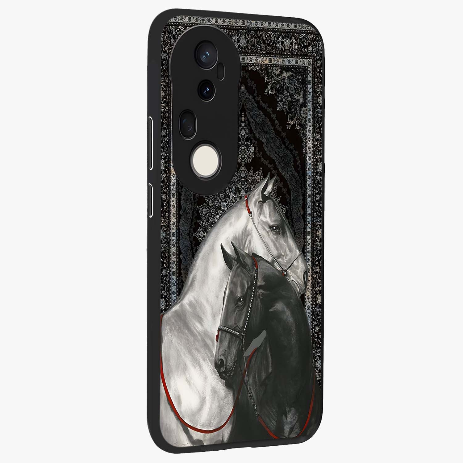 Majestic Ride Legacy Glass Case upright view showcasing dynamic ride inspired artwork with modern automotive theme.