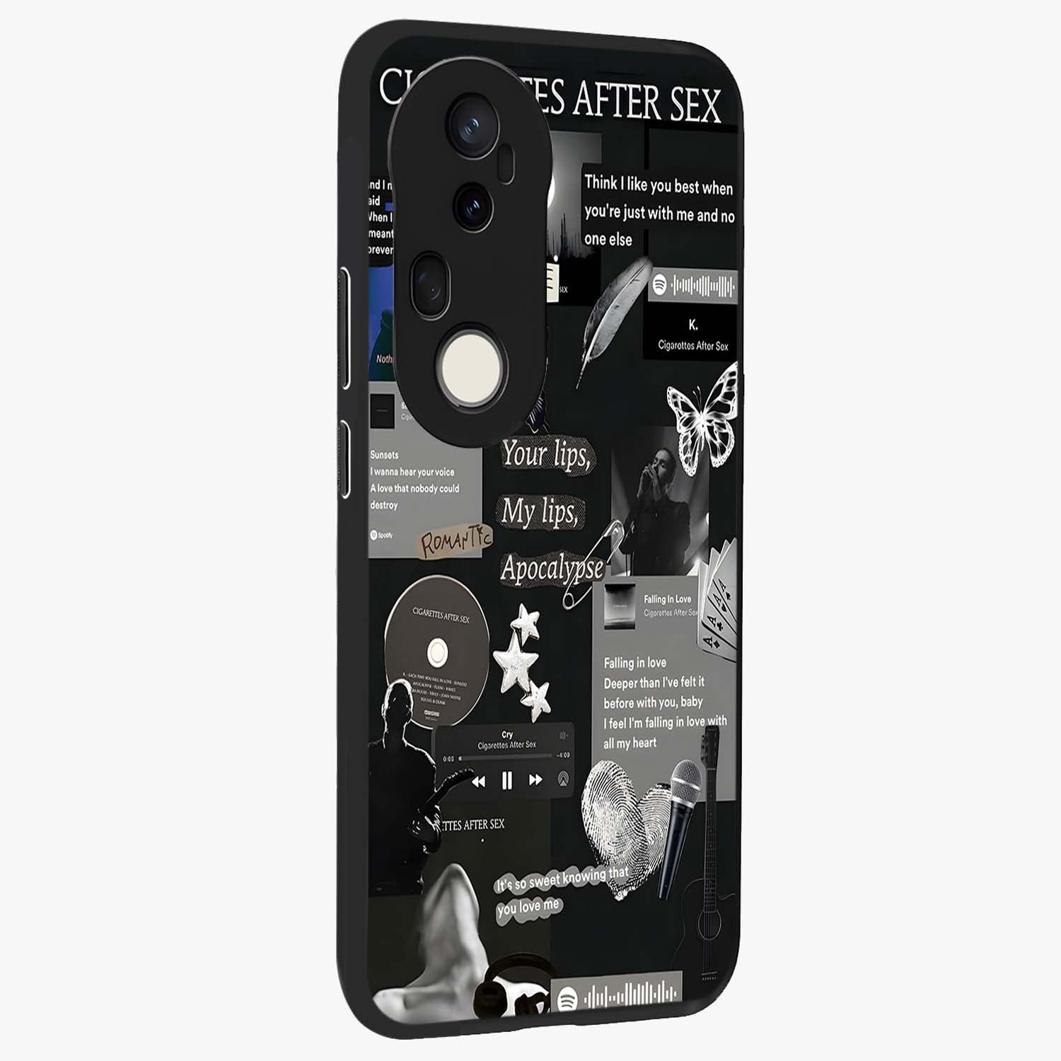 Midnight Love Echo Glass Case upright view showcasing expressive romantic artwork with dreamy midnight theme.