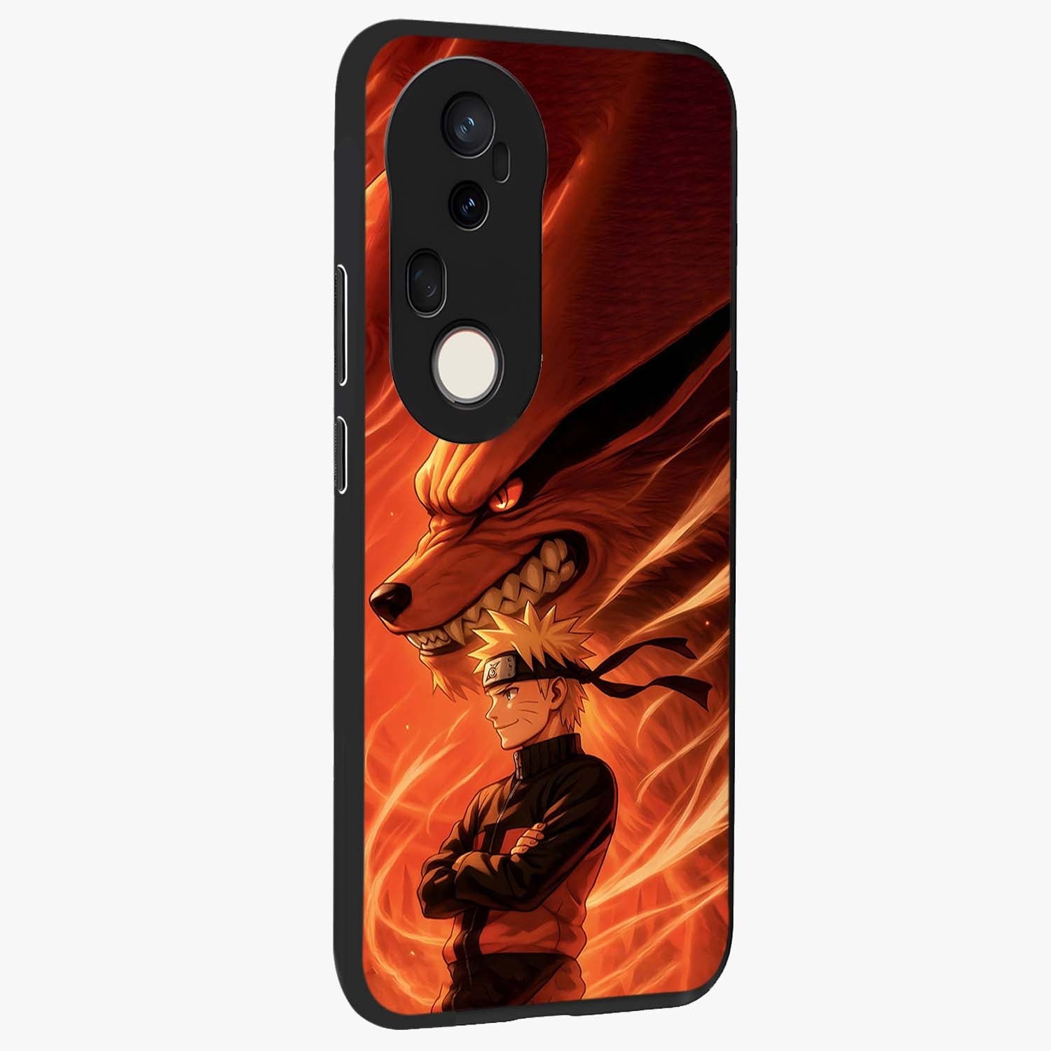Nine Tails Legacy Glass Case upright view showcasing dramatic nine-tails artwork with intense anime themed design.