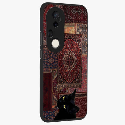 Regal Magic Cat Apple Glass Case upright view showcasing charming cat artwork with playful magical theme.