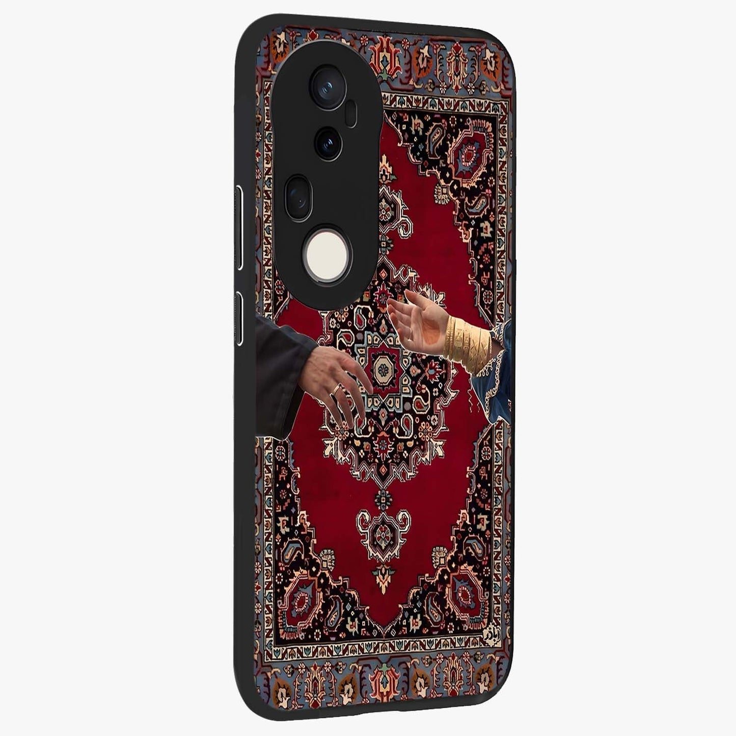 Royal Touch Reach Glass Case upright view showcasing stylish royal inspired artwork with graceful theme.