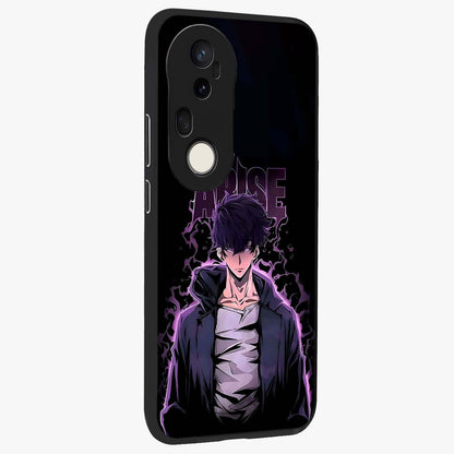Shadow Monarch Awakening Glass Case upright view showcasing bold monarch artwork with mystical awakening theme.