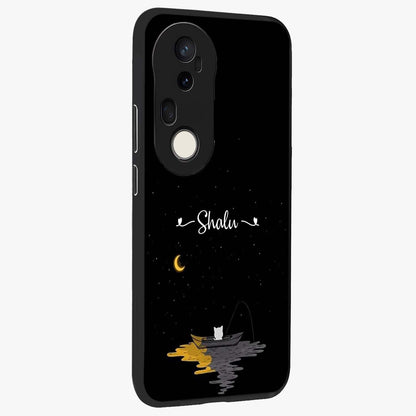 Silent Night Row Glass Case upright view showcasing tranquil night artwork with serene landscape theme.