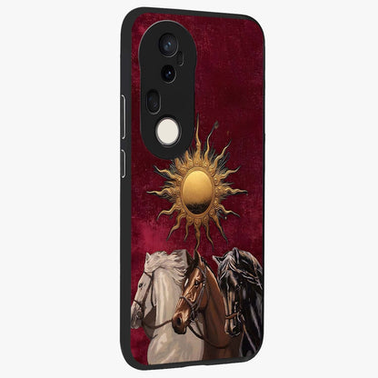 Solar Riders Glass Case upright view showcasing energetic rider artwork with bold adventure theme.