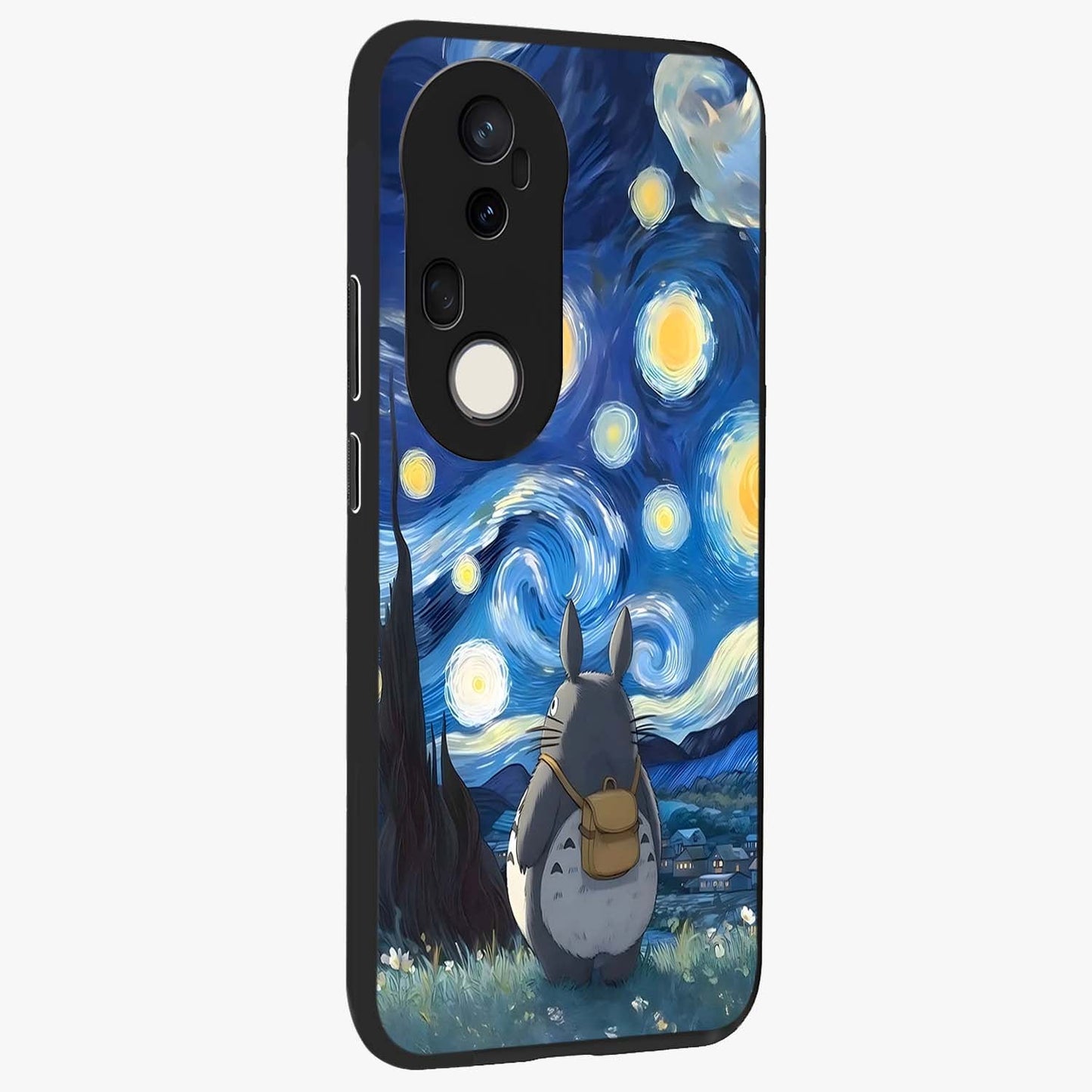 Totoro In Van Gogh Art Glass Case upright view showcasing creative character artwork with painterly artistic theme.