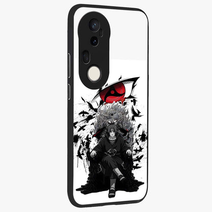 Uchiha Shadow Throne Glass Case upright view showcasing magical underwater galaxy artwork with vibrant cosmic theme.