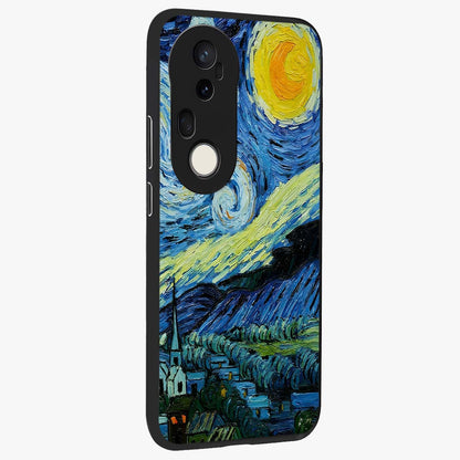 Van Gogh Art Glass Case upright view showcasing expressive painting style artwork with timeless artistic theme.