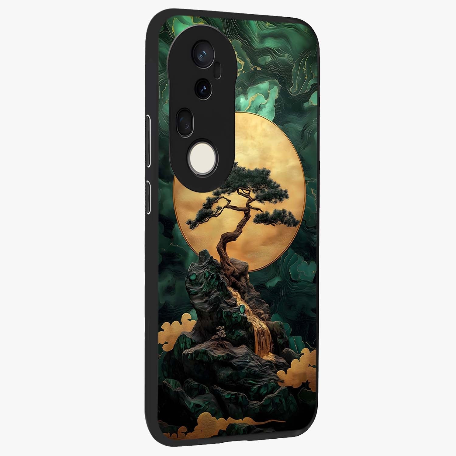 Zen Moon Rise Glass Case upright view showcasing serene moon artwork with tranquil night theme.