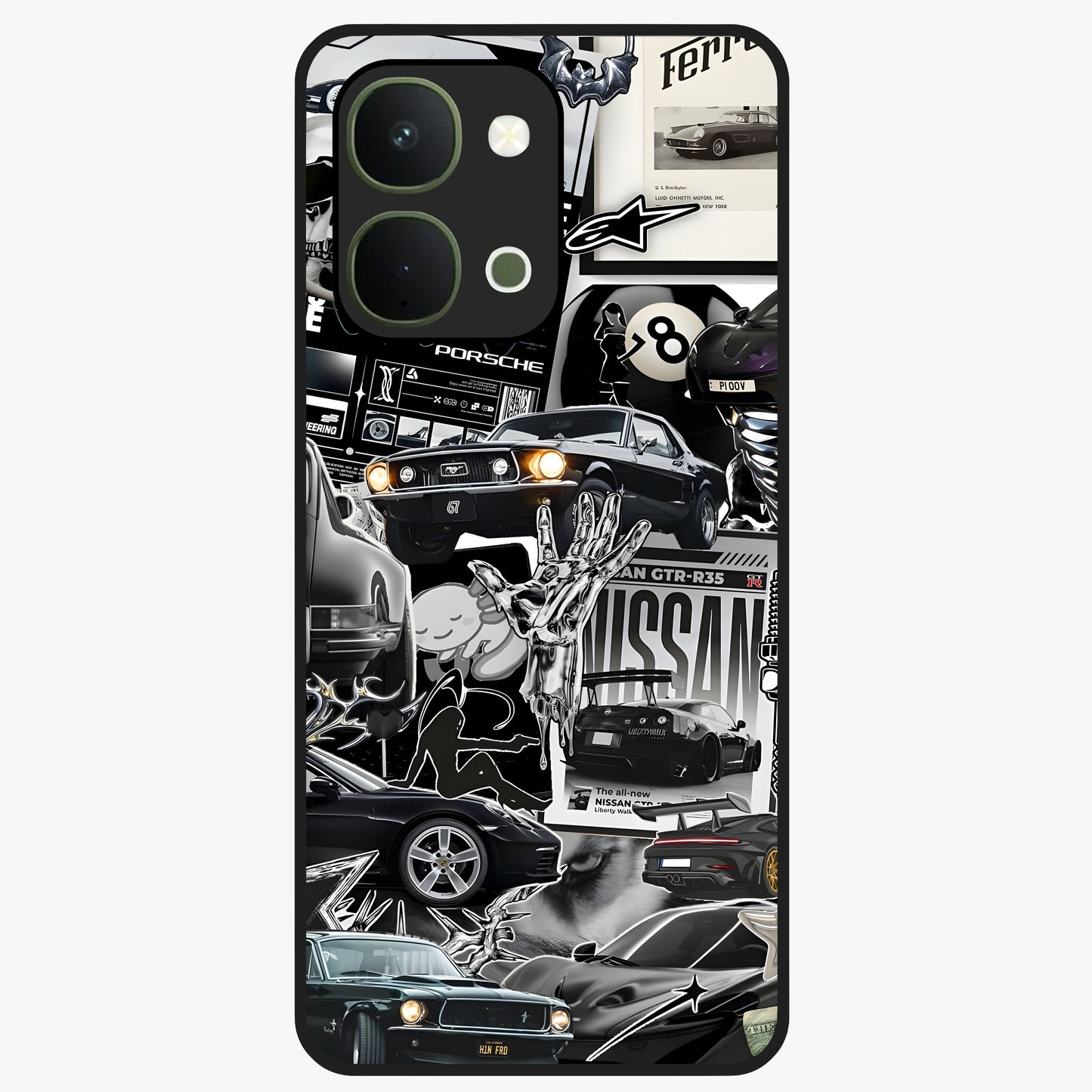 Aesthetic Dark Love Glass Case showing flat back view with dark romantic artwork and glossy glass finish.